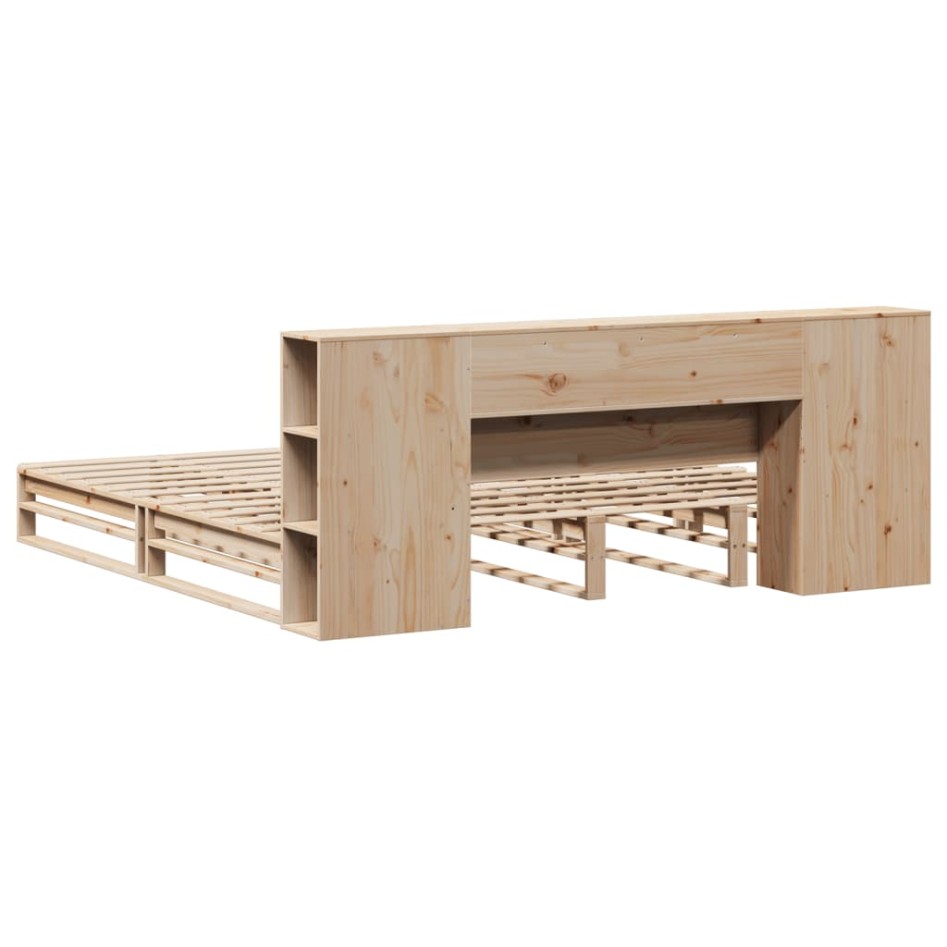 Cama con estantería sin colchón madera maciza 180x200