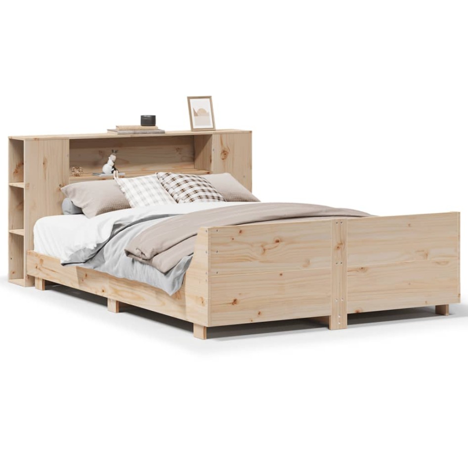 Estructura de cama sin colchón madera de pino blanco 150x200