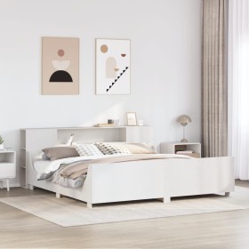 Estructura de cama sin colchón madera maciza blanca 200x200