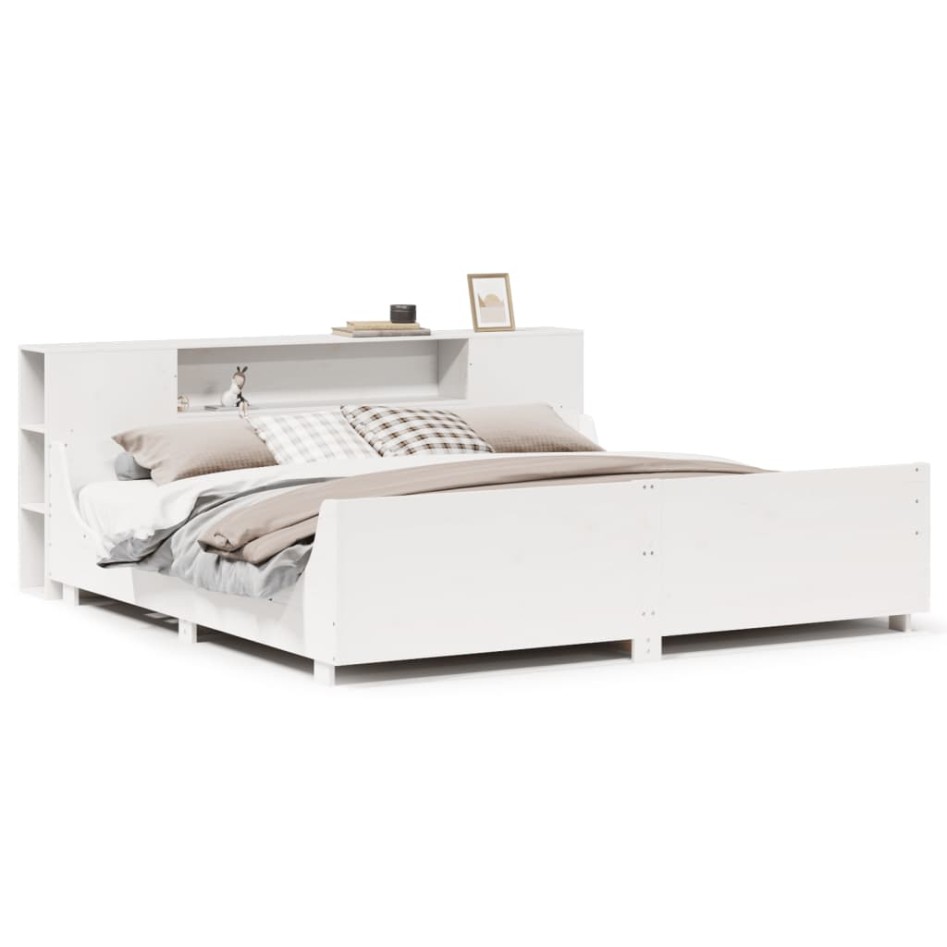 Estructura de cama sin colchón madera maciza blanca 200x200