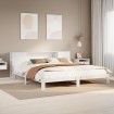 Cama con estantería sin colchón madera maciza blanca 180x200 cm