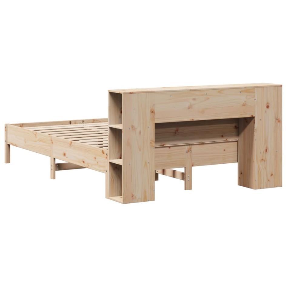Cama con estantería sin colchón madera maciza de pino