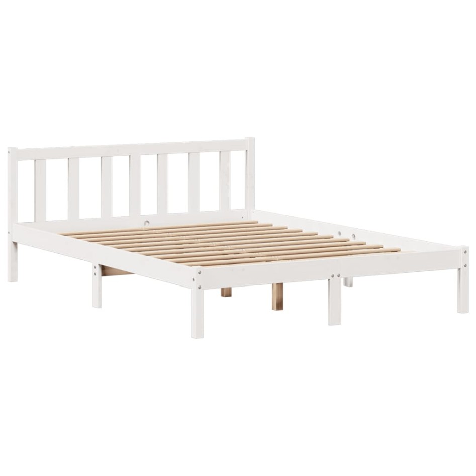 Cama con estantería sin colchón madera maciza blanca 120x200