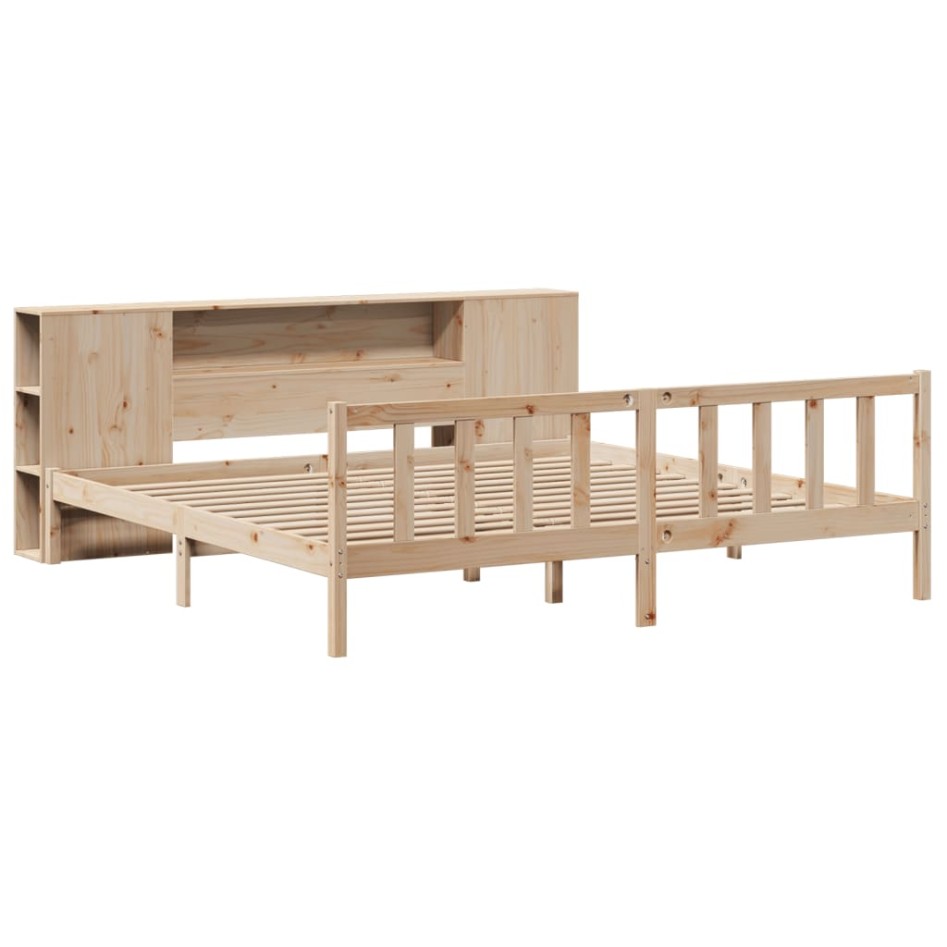 Cama con estantería sin colchón madera maciza de pino