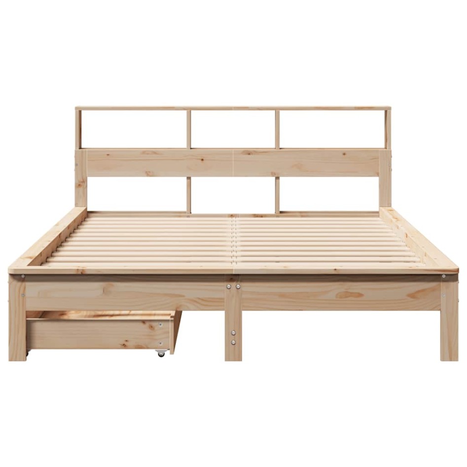 Cama con estantería sin colchón madera maciza de pino
