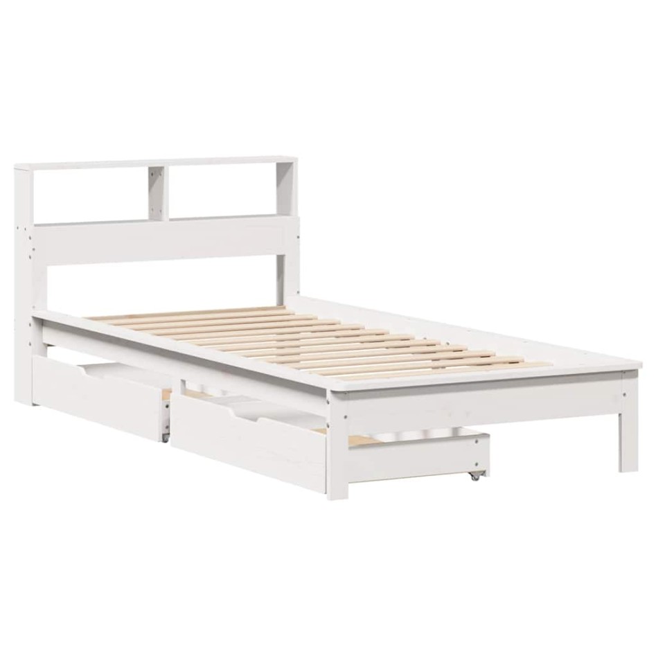 Cama con estantería sin colchón madera maciza de pino 90x190