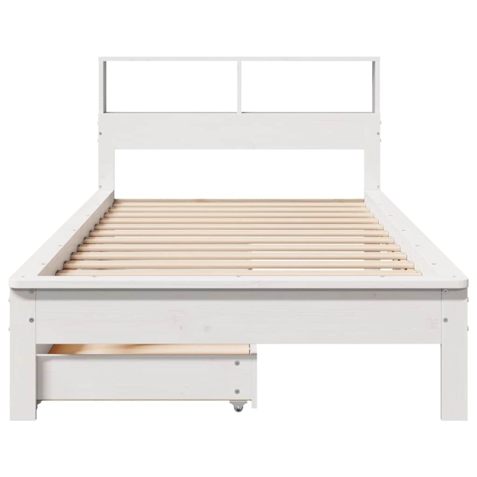 Cama con estantería sin colchón madera maciza de pino 90x190