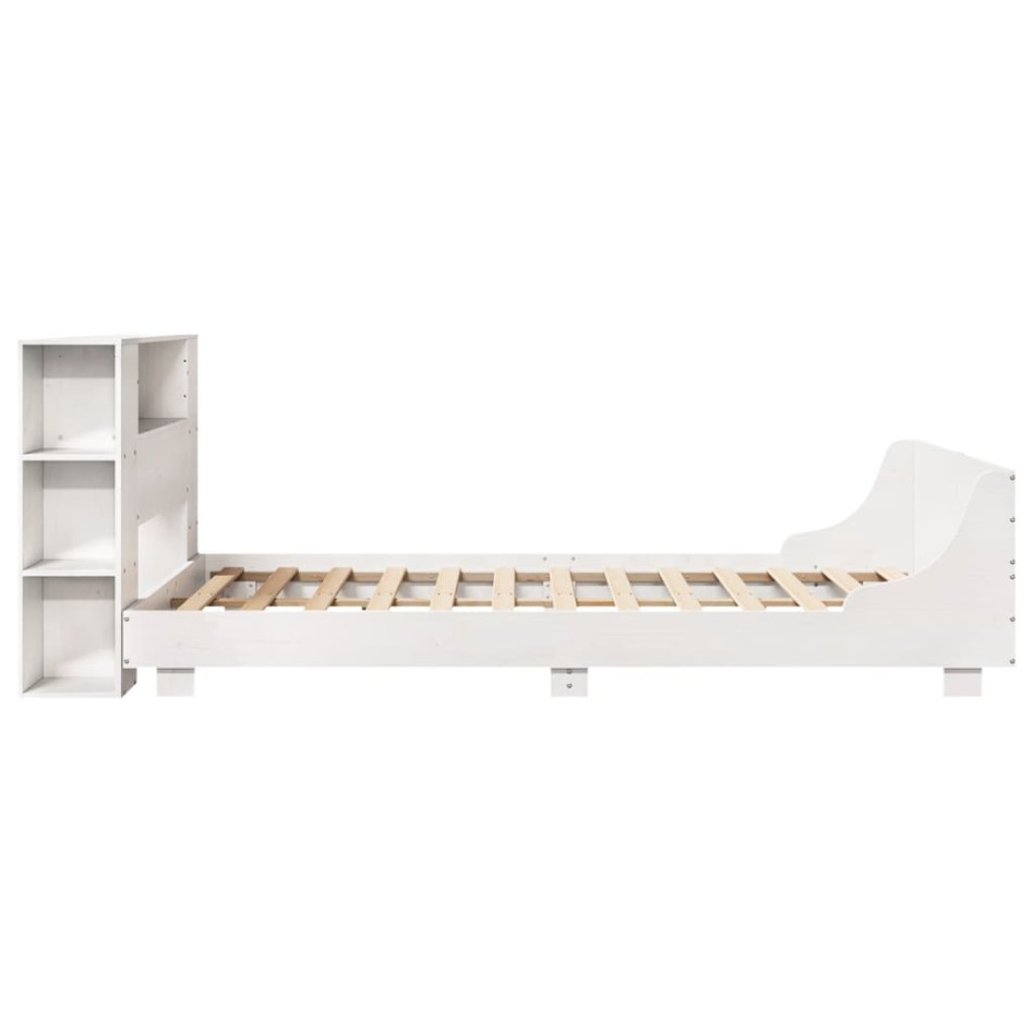 Estructura de cama sin colchón madera de pino blanca 140x200