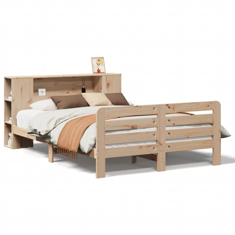 Estructura de cama sin colchón madera maciza de pino 140x190
