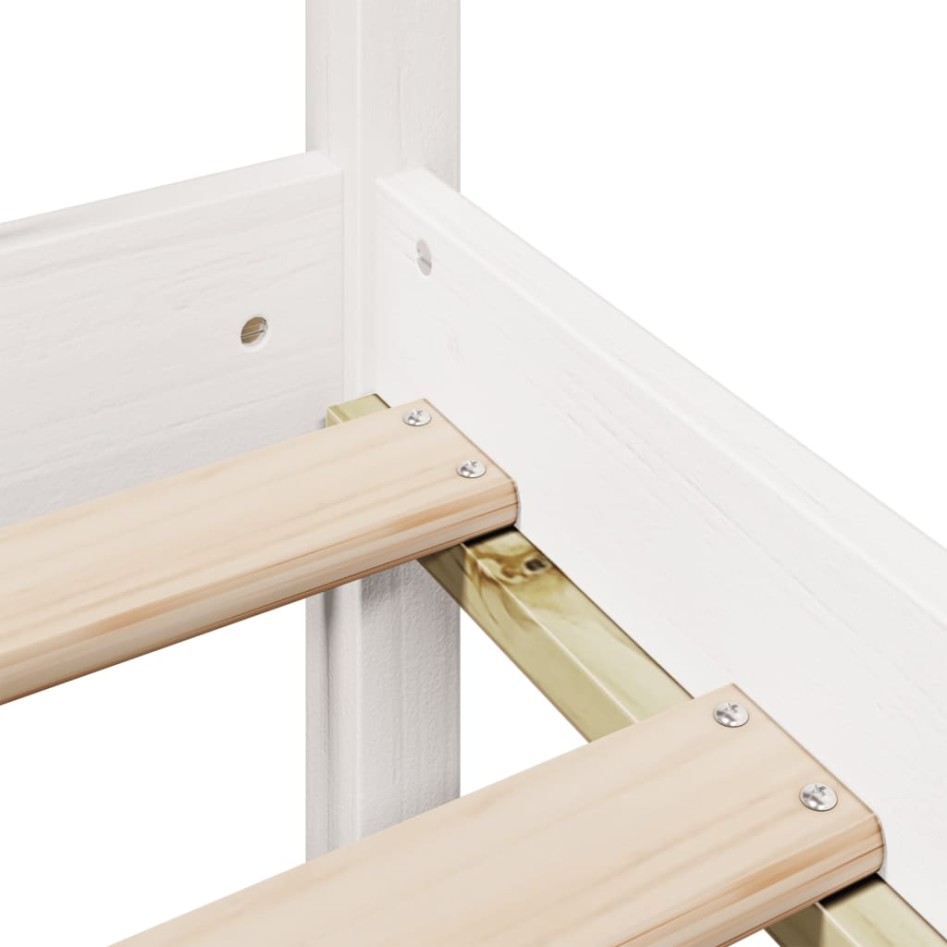 Cama con estantería sin colchón madera maciza blanca 75x190