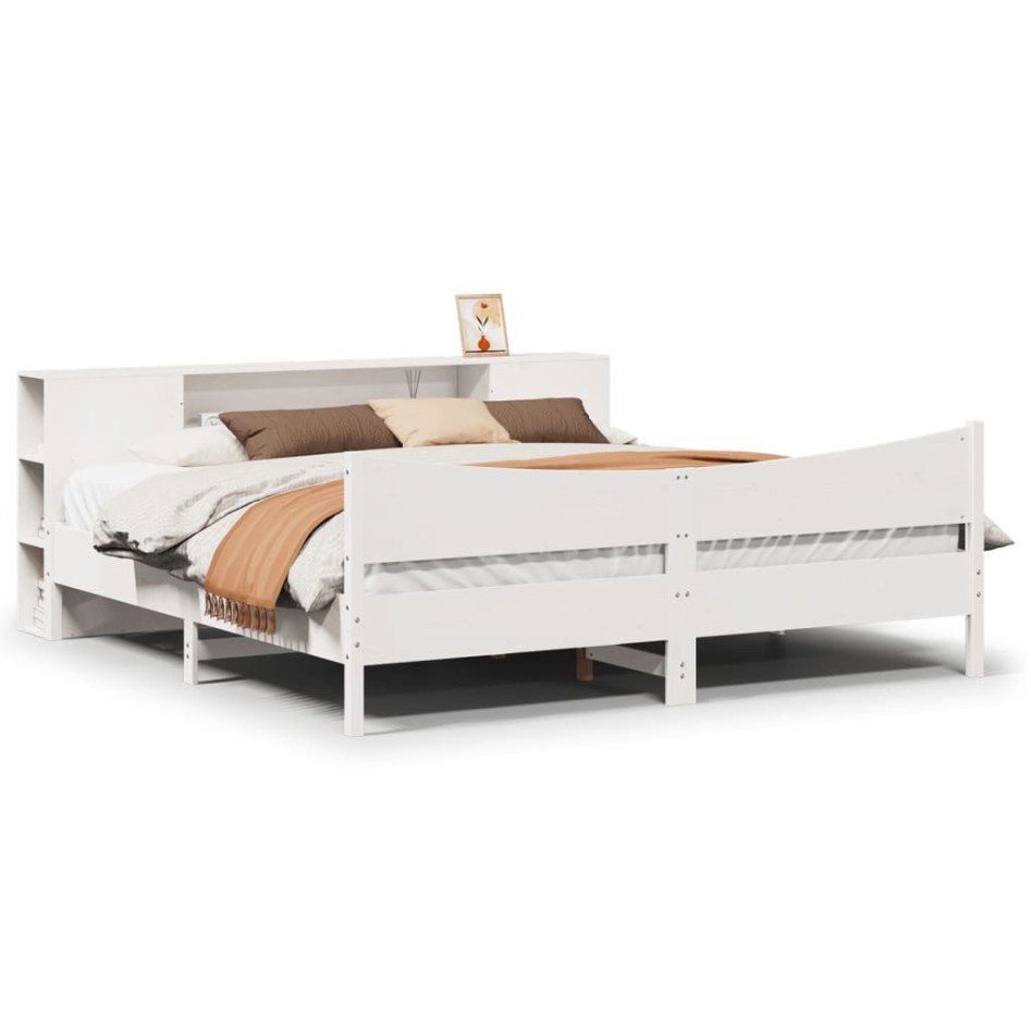 Cama sin colchón madera maciza de pino blanca 180x200