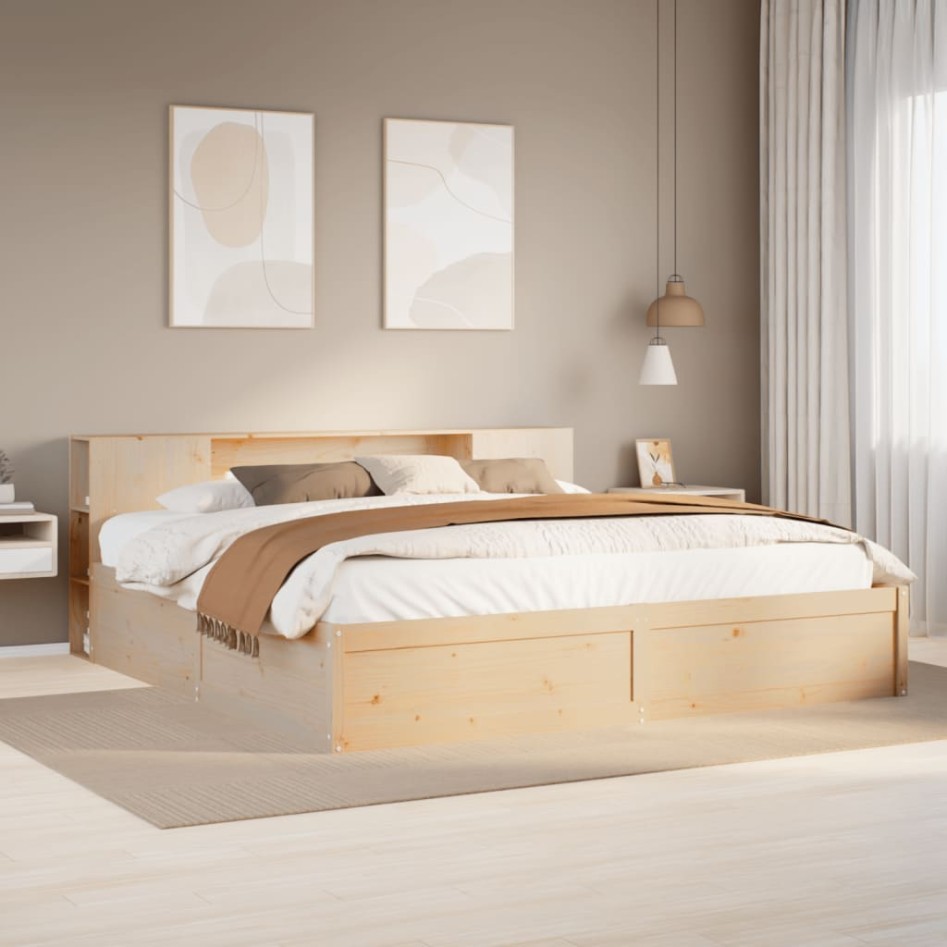 Estructura de cama sin colchón madera maciza de pino 200x200