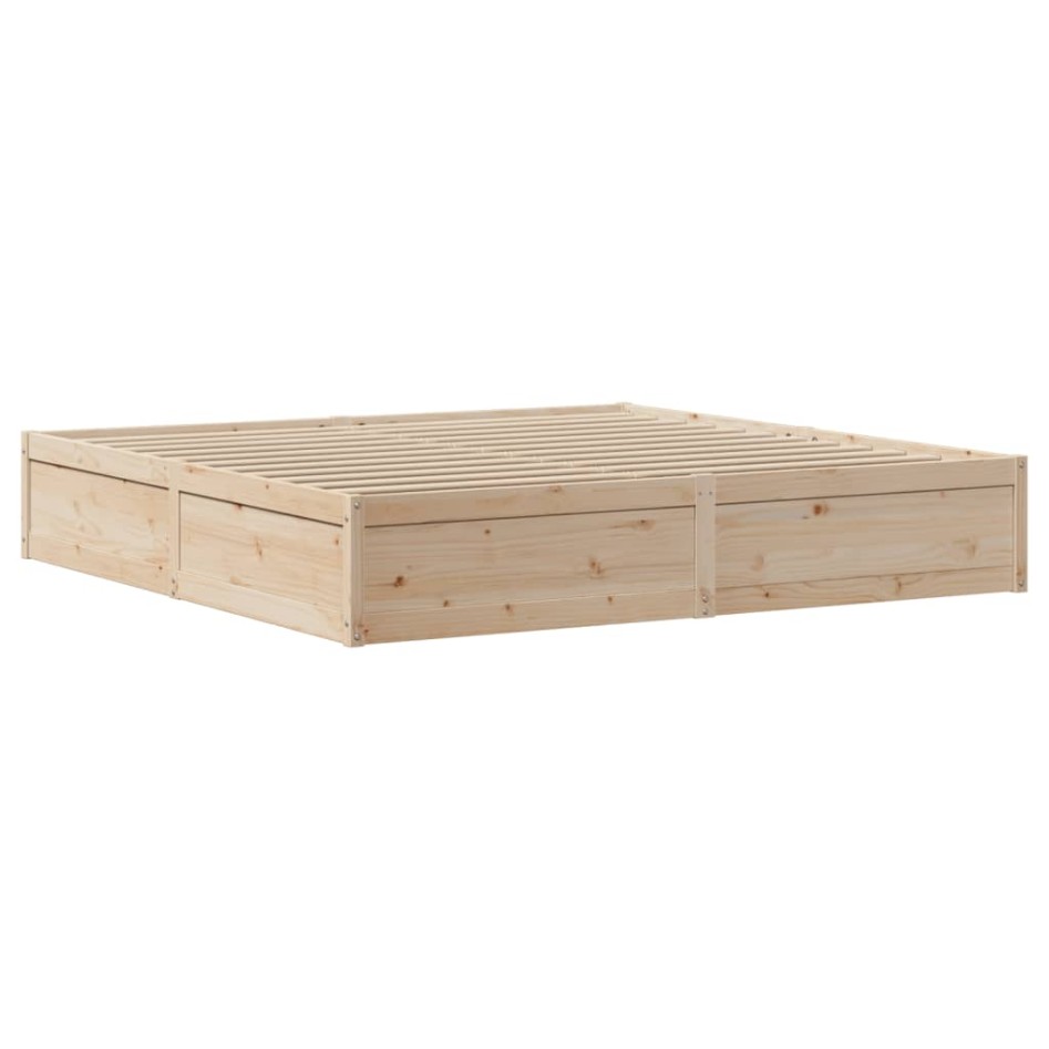 Estructura de cama sin colchón madera maciza de pino 200x200