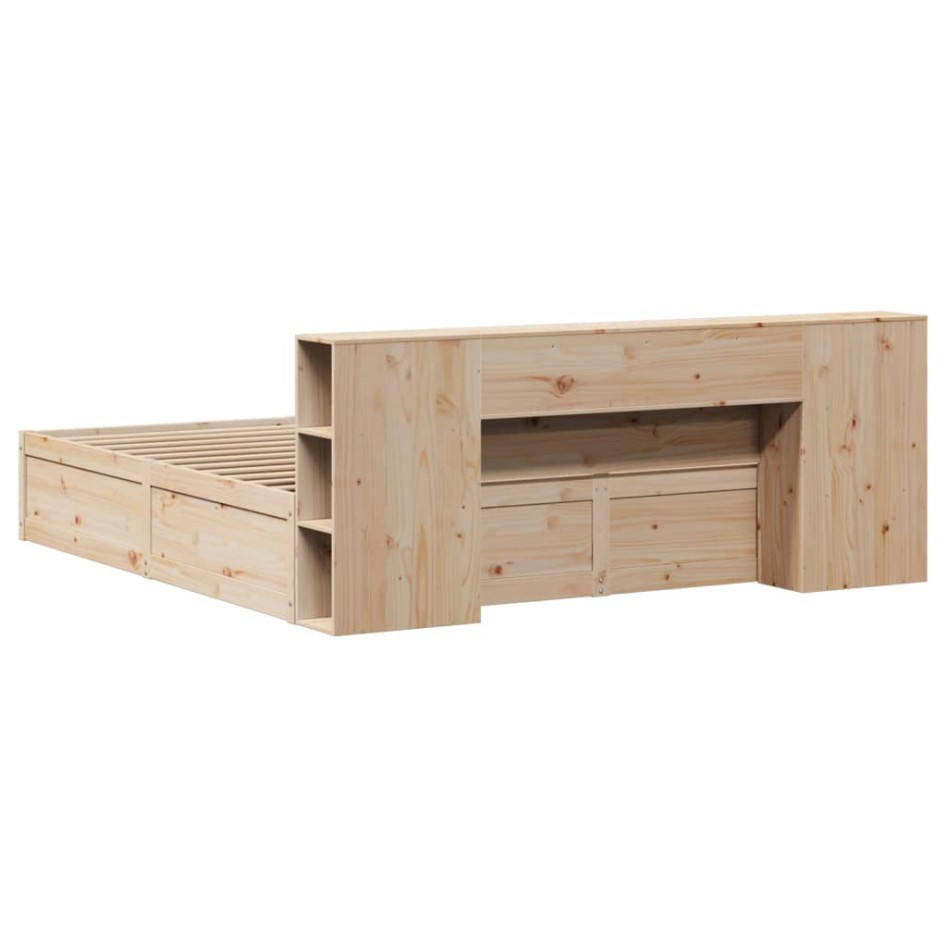 Estructura de cama sin colchón madera maciza de pino 200x200