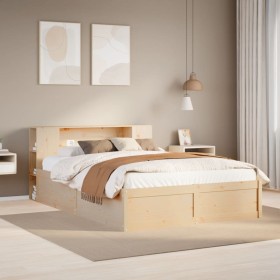 Estructura de cama sin colchón madera maciza de pino 160x200