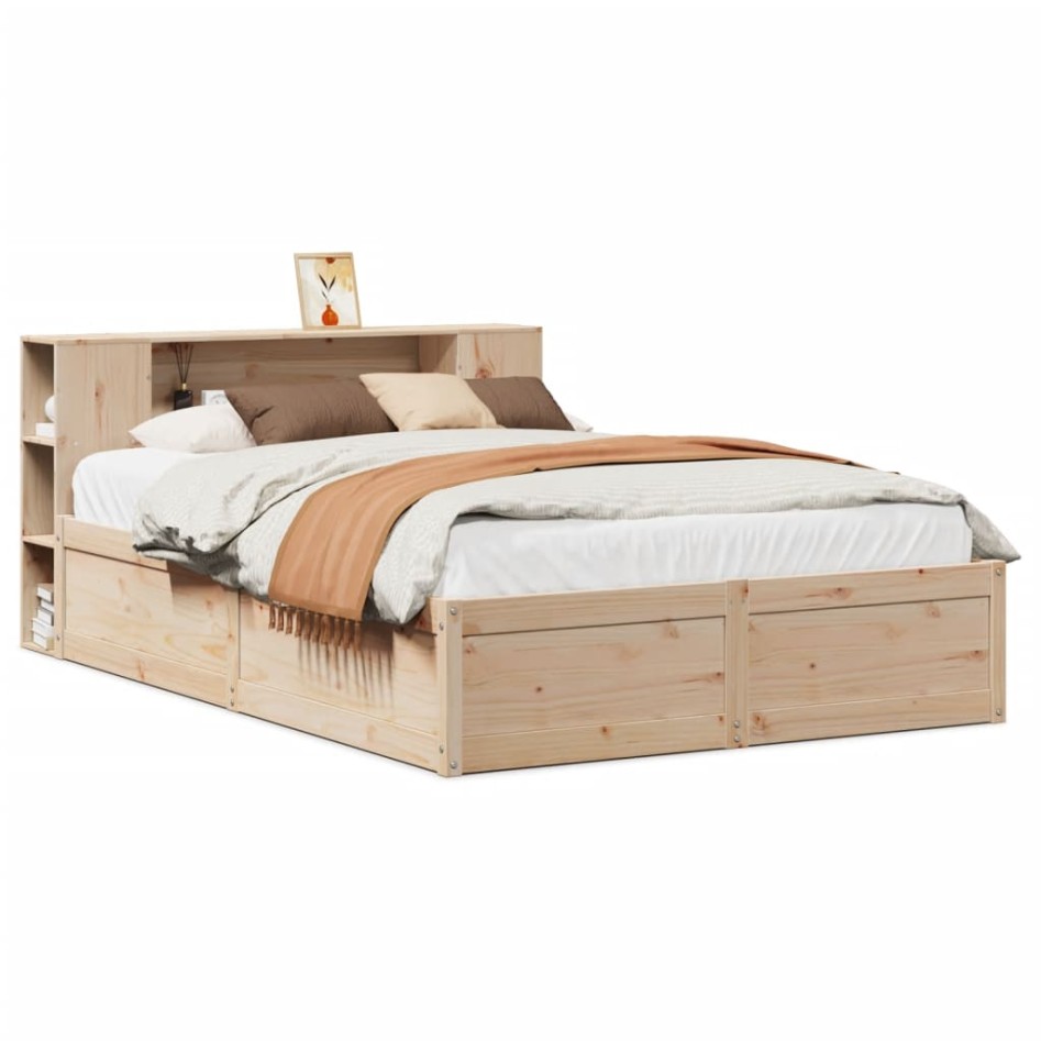 Estructura de cama sin colchón madera maciza de pino 160x200