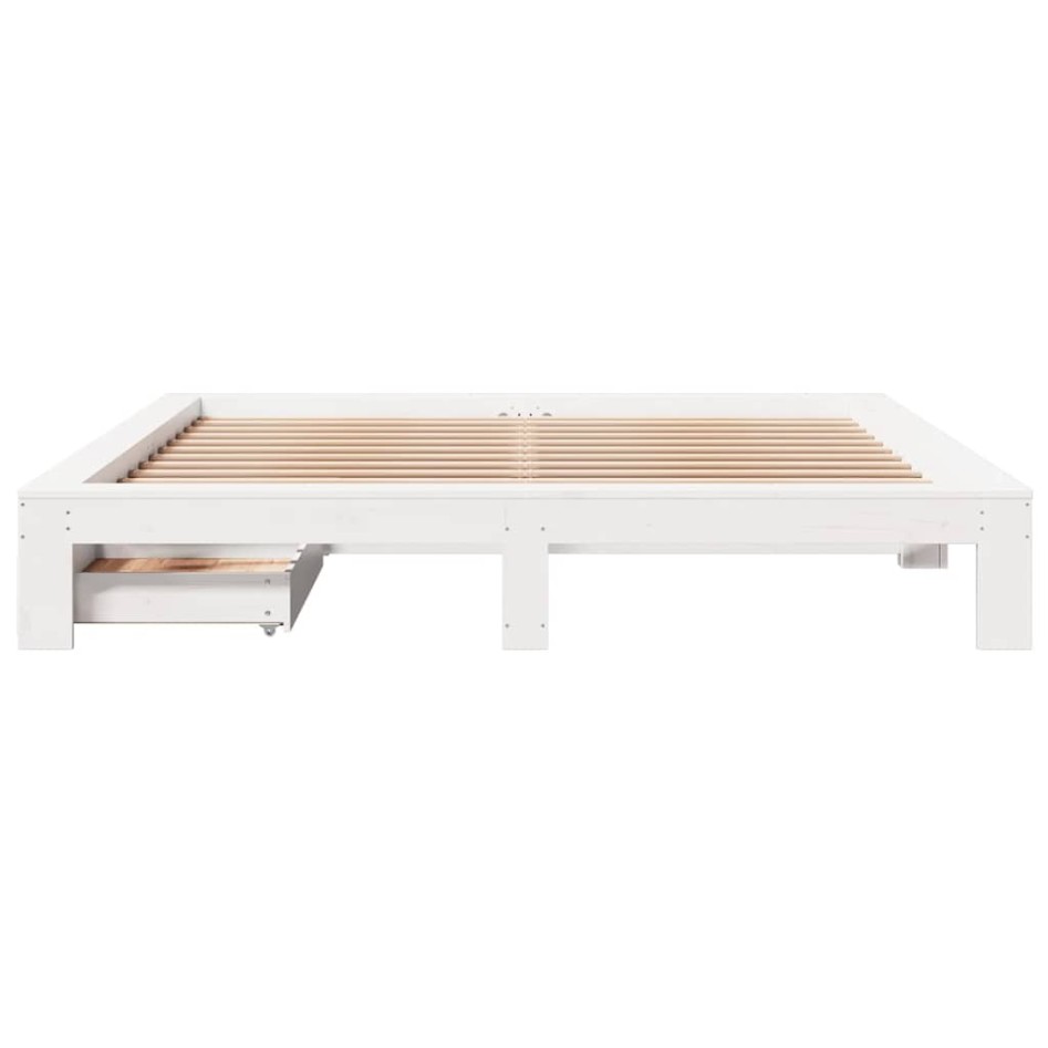 Cama sin colchón madera maciza de pino blanca 180x200