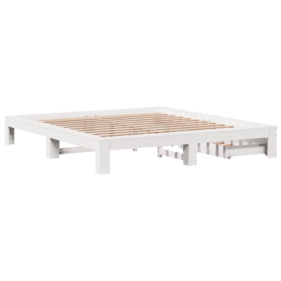 Cama sin colchón madera maciza de pino blanca 180x200