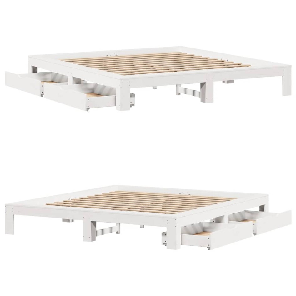 Cama sin colchón madera maciza de pino blanca 180x200