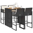 Set bar jardín con cojines 5 pzas ratán sintético acacia negro
