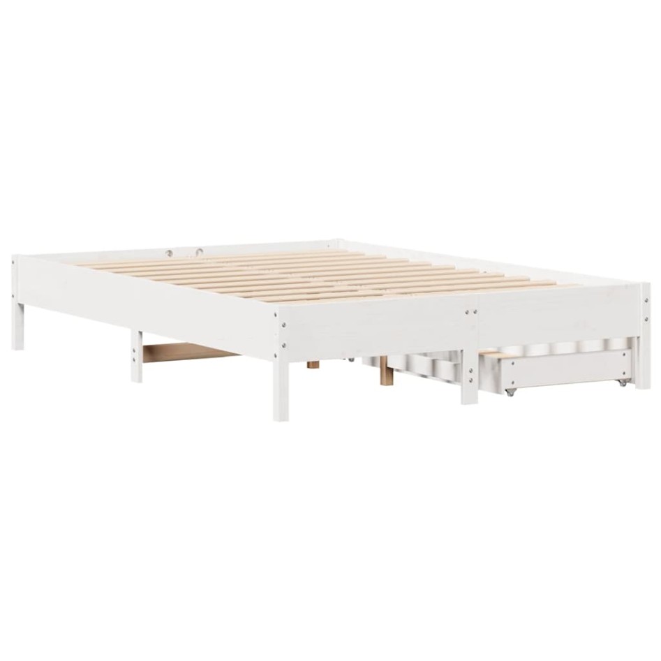Estructura de cama sin colchón madera de pino blanca 140x200