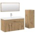 Juego de muebles baño 4 piezas madera ingeniería roble
