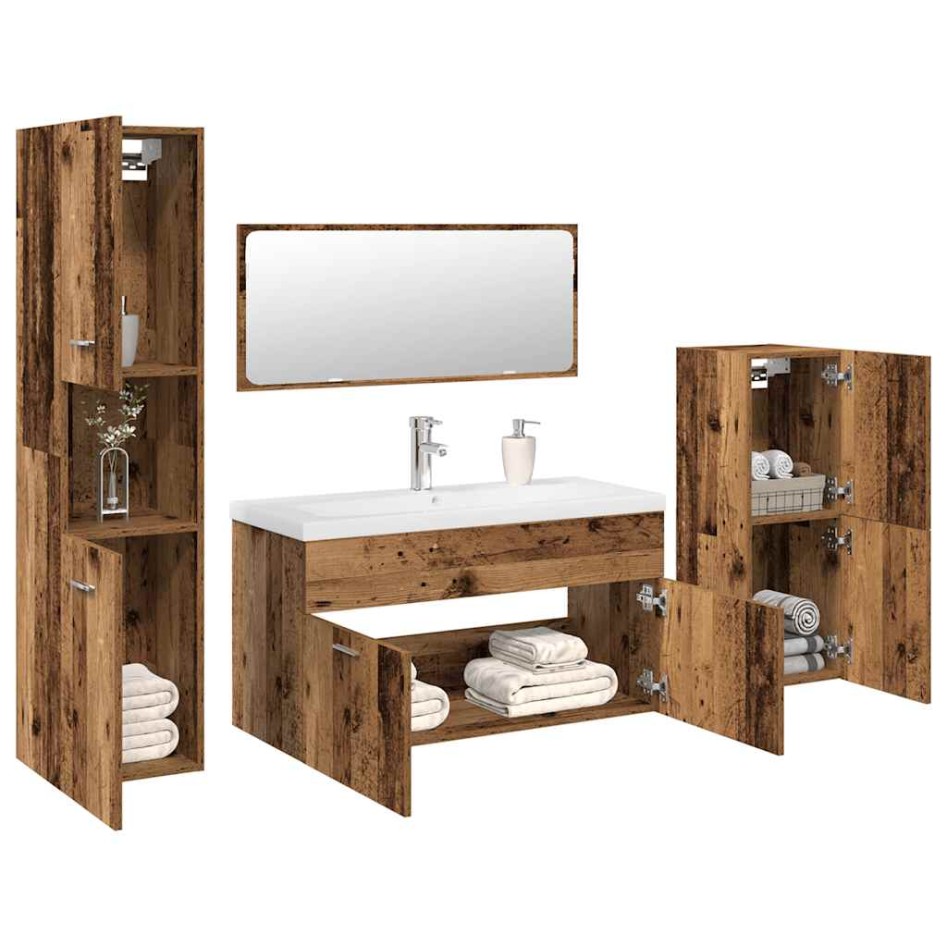 Juego de muebles de baño 5 piezas madera ingeniería