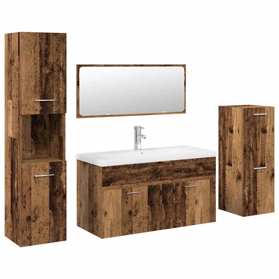 Juego de muebles de baño 5 piezas madera ingeniería