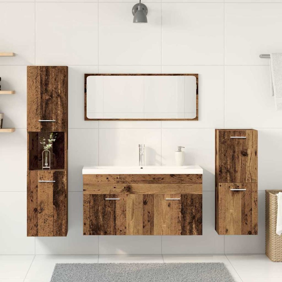 Juego de muebles de baño 5 piezas madera ingeniería