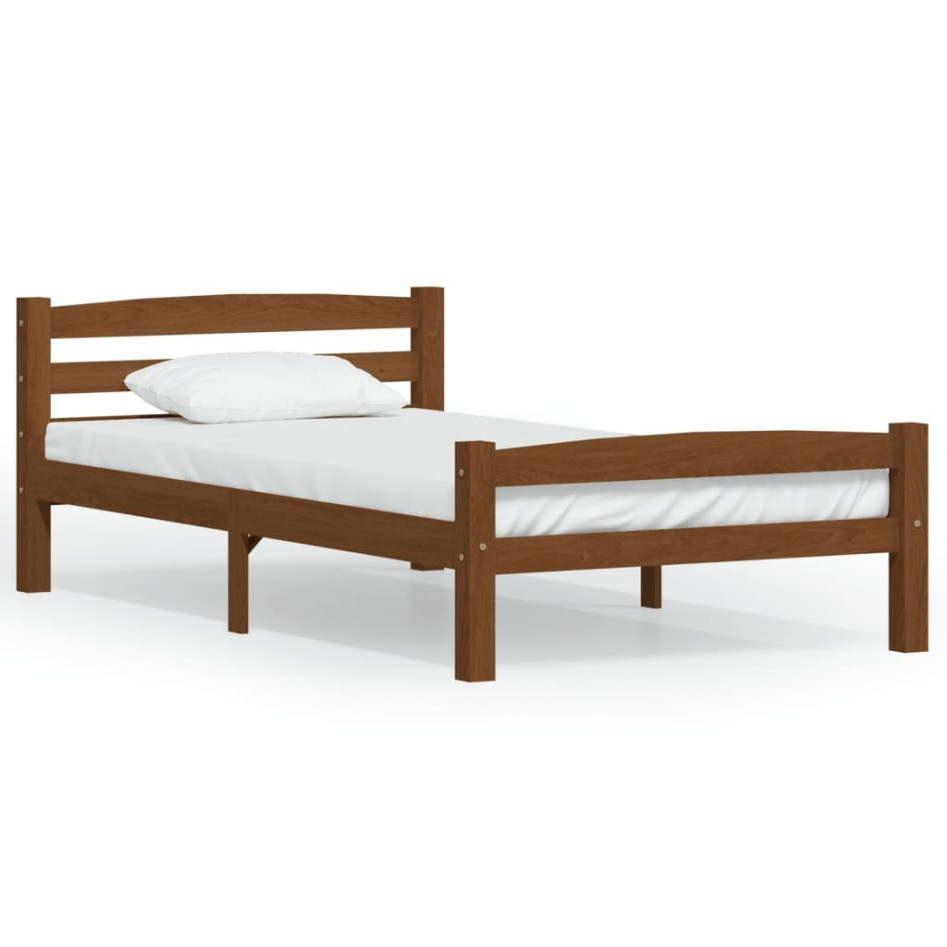 Estructura cama sin colchón madera pino marrón miel 90x200