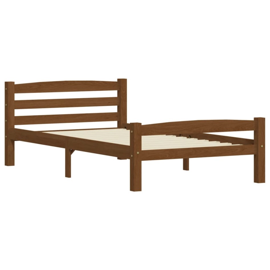 Estructura cama sin colchón madera pino marrón miel 90x200