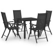 Juego de comedor de jardín 5 piezas aluminio negro