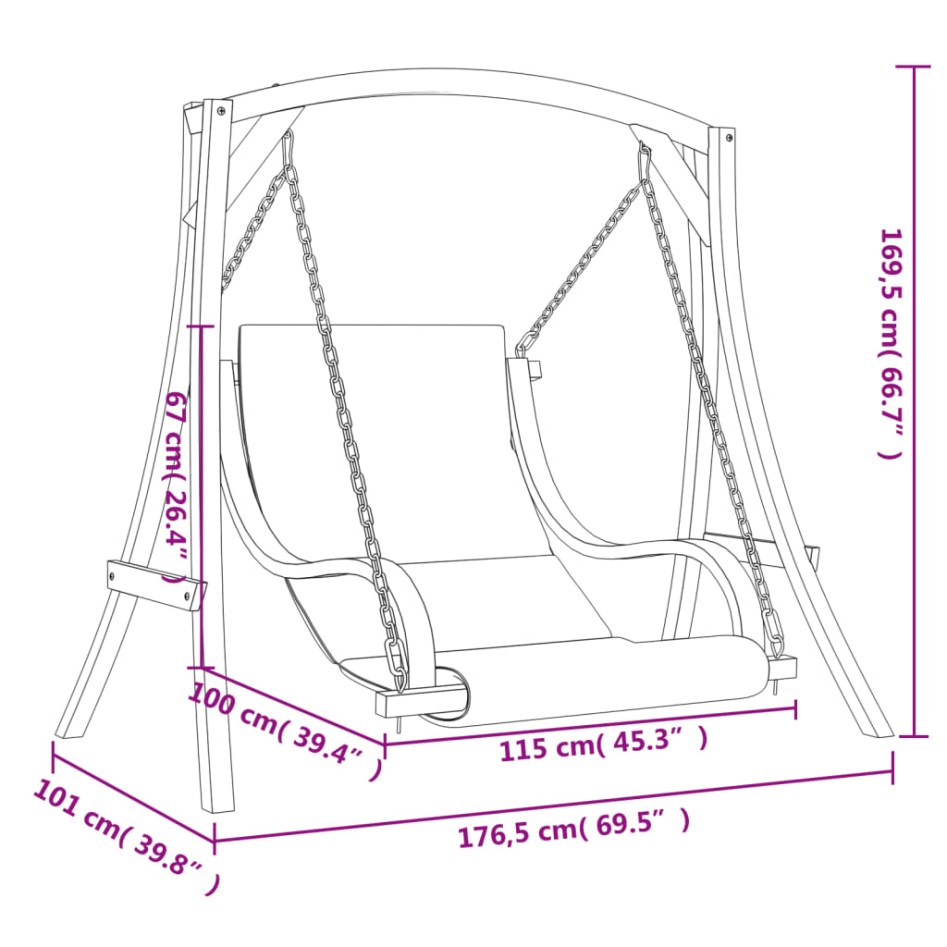 Columpio con cojín madera maciza abeto con acabado de