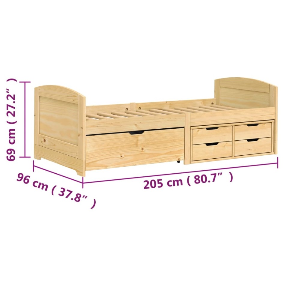Sofá cama con 5 cajones madera maciza pino IRUN