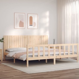 Estructura de cama sin colchón madera maciza de pino 200x200