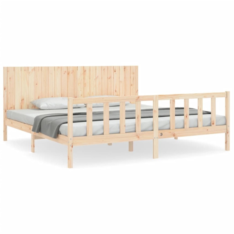 Estructura de cama sin colchón madera maciza de pino 200x200