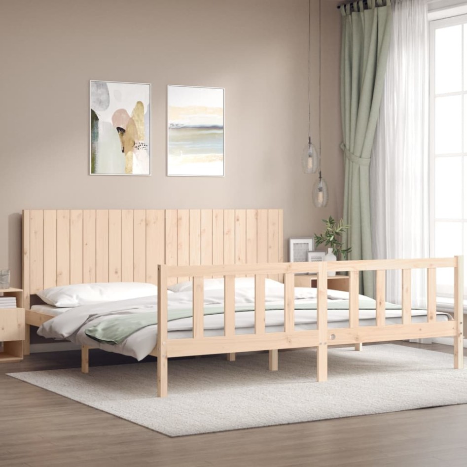 Estructura de cama sin colchón madera maciza de pino 200x200