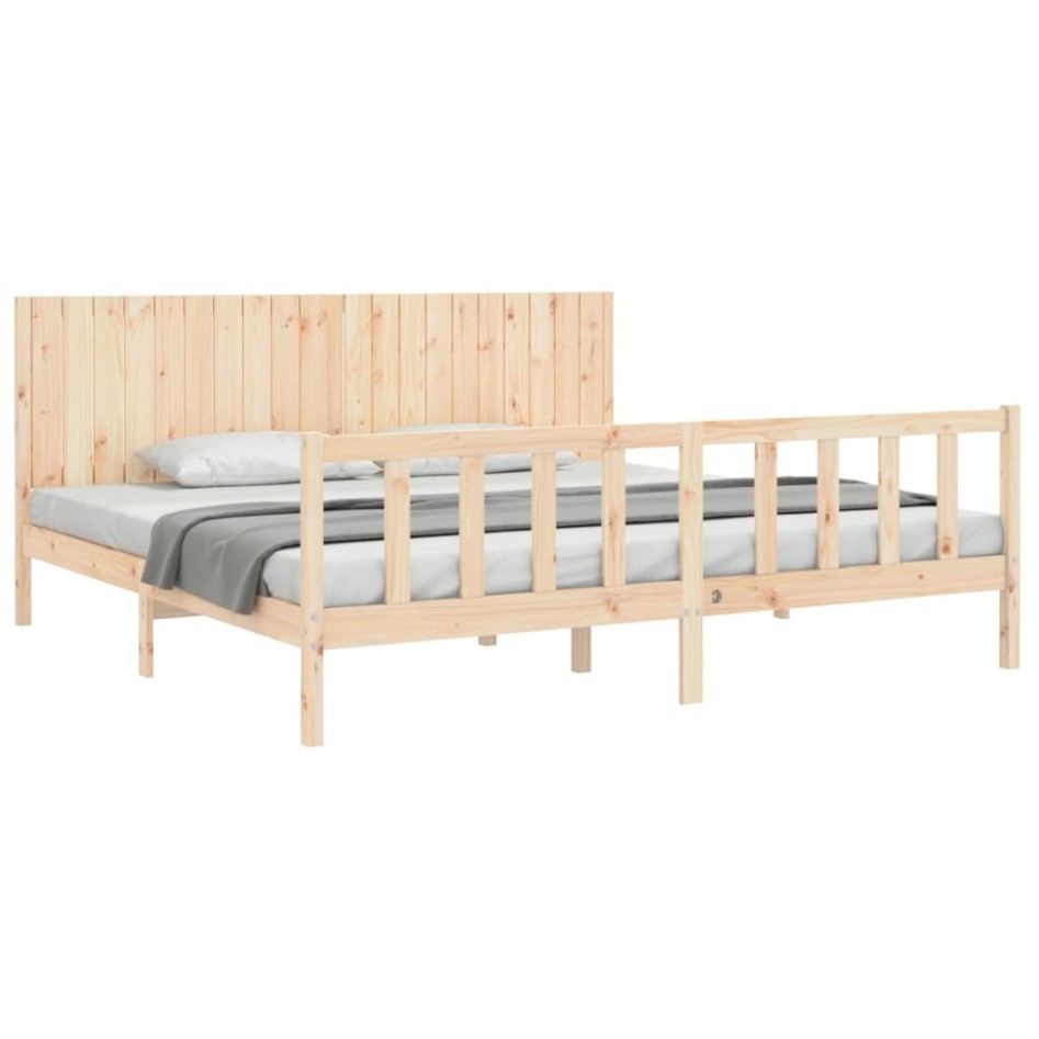 Estructura de cama sin colchón madera maciza de pino 200x200