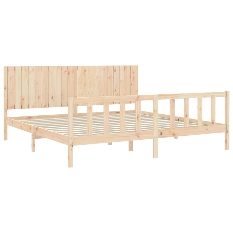 Estructura de cama sin colchón madera maciza de pino 200x200
