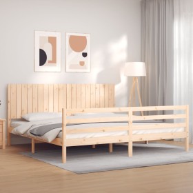 Estructura de cama con cabecero madera maciza 200x200