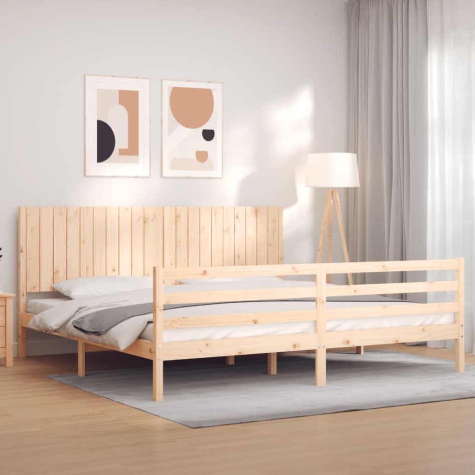 Estructura de cama con cabecero madera maciza 200x200