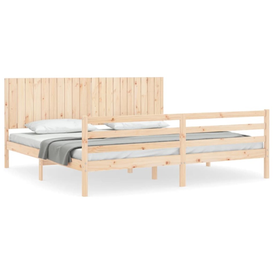 Estructura de cama con cabecero madera maciza 200x200