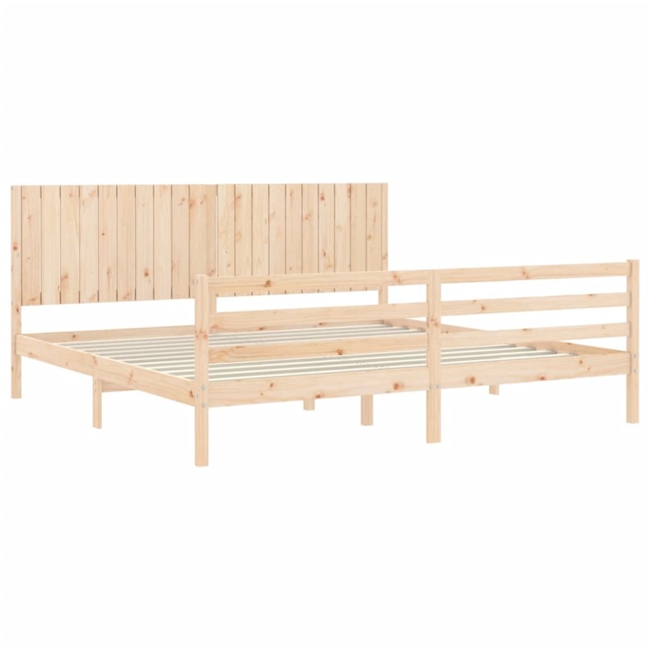 Estructura de cama con cabecero madera maciza 200x200