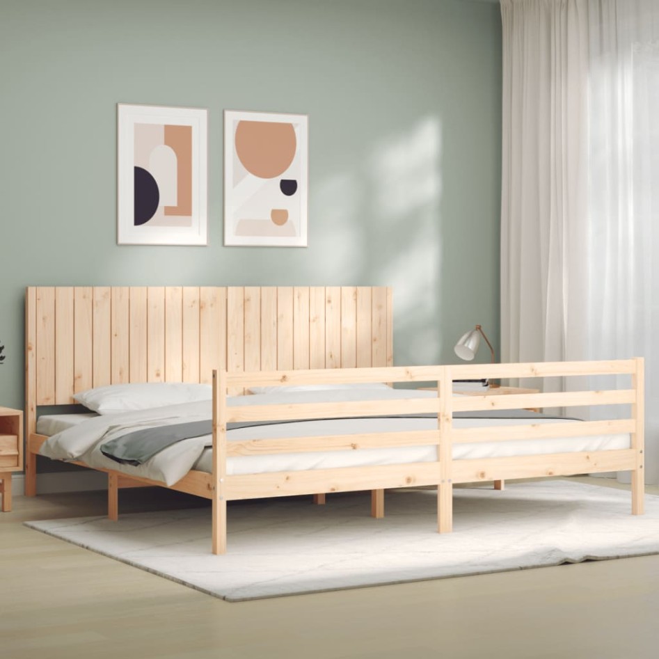 Estructura de cama con cabecero madera maciza 200x200