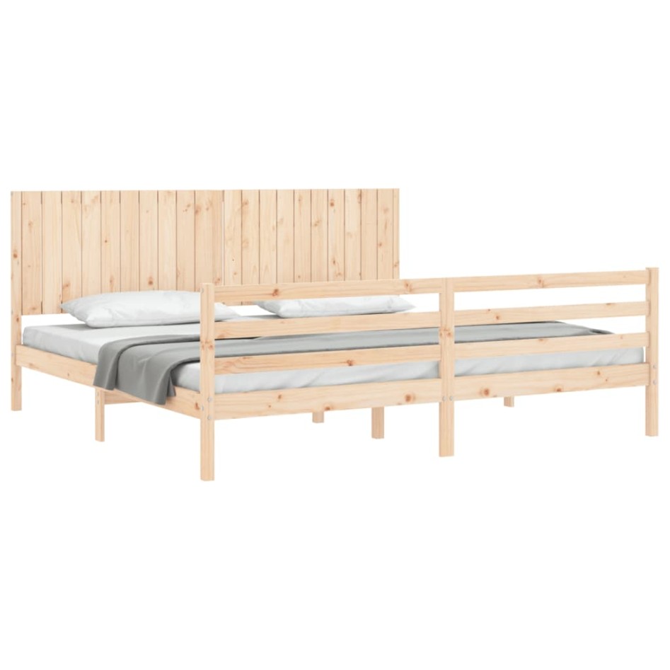 Estructura de cama con cabecero madera maciza 200x200