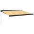 Toldo retráctil aluminio y tela amarillo y blanco 3,5x2,5