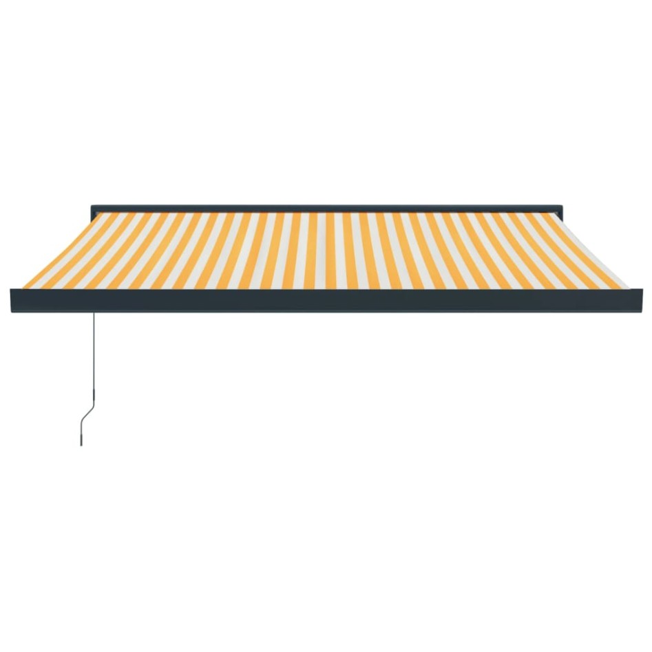 Toldo retráctil aluminio y tela amarillo y blanco 3,5x2,5
