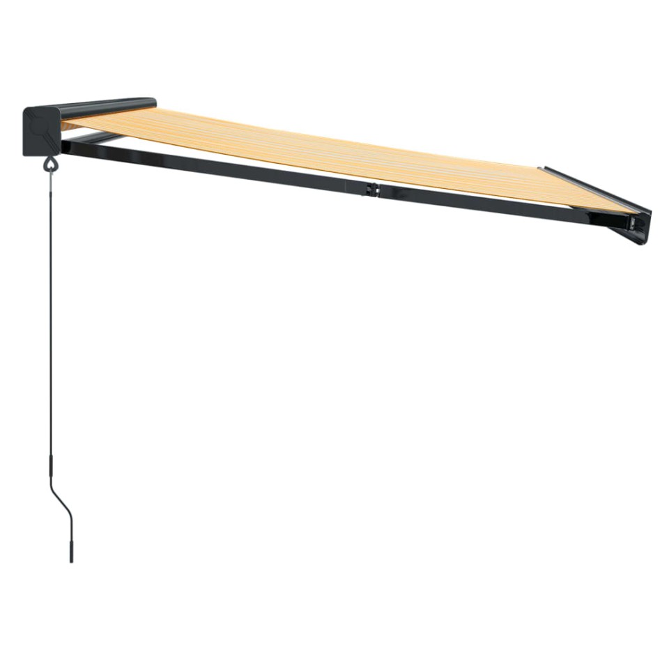 Toldo retráctil aluminio y tela amarillo y blanco 3,5x2,5