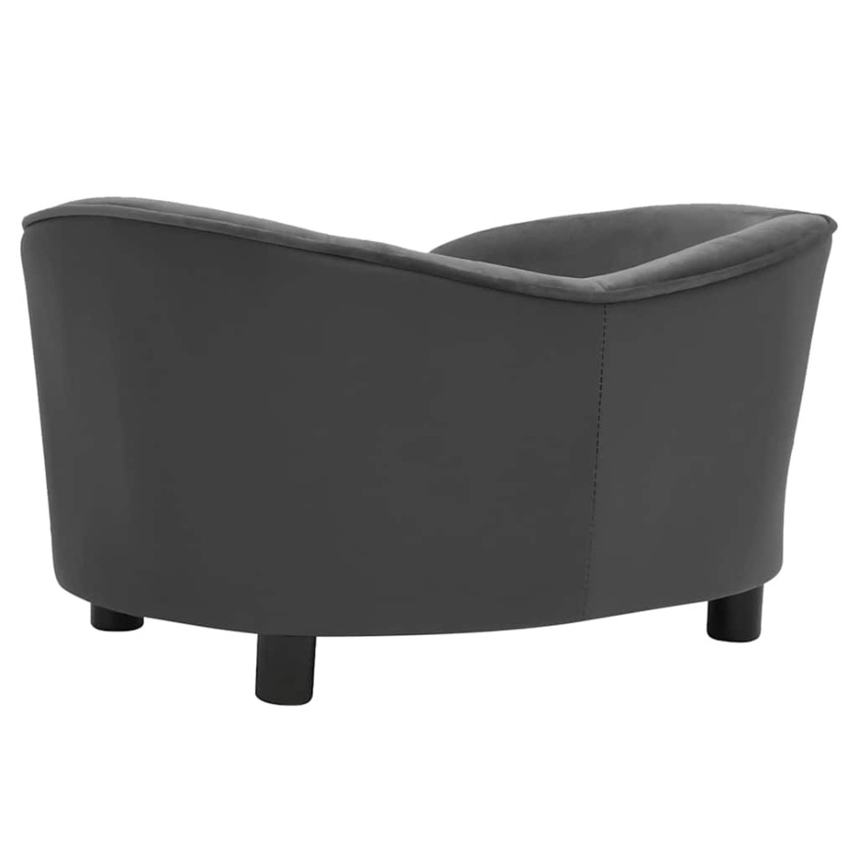 Sofá para perros felpa y cuero sintético gris oscuro 69x49x40