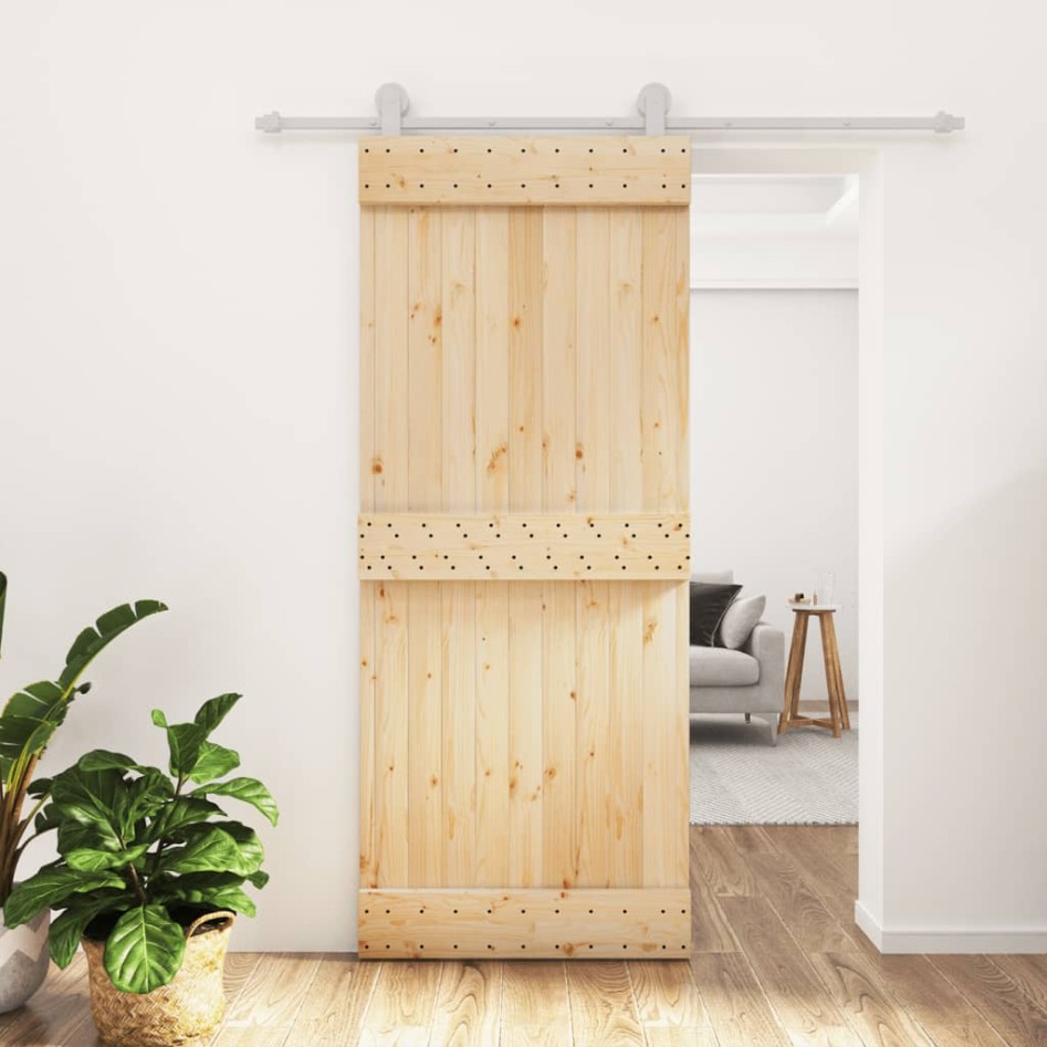 Puerta corredera con herrajes madera maciza de pino 85x210